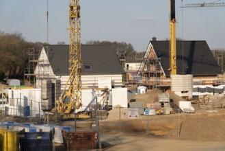 New development area, Am Schwan, in Wesel, where 70 detached and semi-detached houses are being