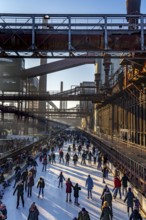 Ice rink at the Zollverein coking plant, Zollverein World Heritage Site, Essen, Germany, Europe