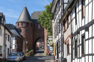 The Düren Tor, tower gate of the town fortifications of the town of Nideggen, Eifel, North