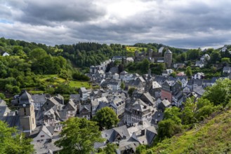 The town of Monschau, in the Eifel, on the river Rur, North Rhine-Westphalia, Germany, Europe