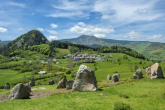 Megalithic Land Art Installation Near Borée Village in the Ardeche Mountains. Monts d'Ardeche