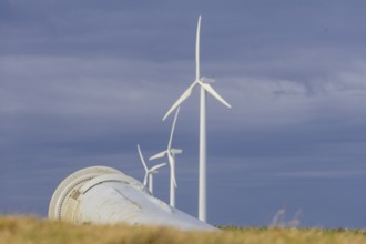 Storm damage, broken wind turbine, Colmitz, Saxony, Germany, Europe