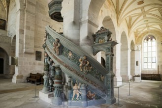 Interior view, monastery church, pulpit, Cistercian monastery Bebenhausen, Tübingen,