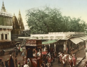 Benares, Varanasi. Bisharnat, India, digitally restored reproduction from a 19th century original,