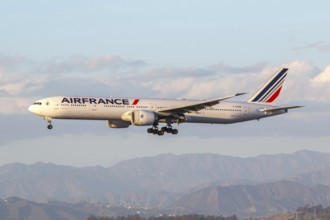 An Air France Boeing 777-300 (ER) aircraft with registration F-GSQI at Los Angeles Airport, USA,