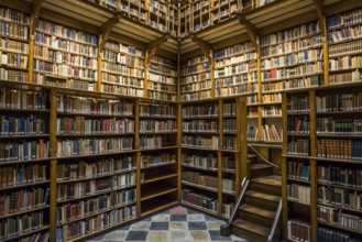 Beautiful library with old books, Benedictine Abbey Maria Laach, Eifel, Rhineland-Palatinate,