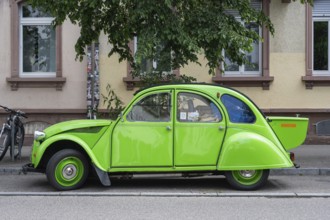 A Citroën 2CV on the side of the road, Baden-Württemberg, Germany, Europe