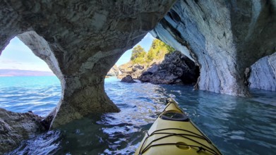 Capillas de Marmol in Lago General Carrera in Patagonia on the Carretera austral, Patagonia, Chile,