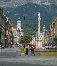 Maria-Theresien-Straße with St Anne's Column, Old Town of Innsbruck, Tyrol, Austria, Europe