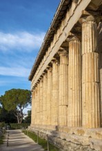 Doric colonnade of the Temple of Hephaestus, Ancient Agora of Athens, Greece, Europe