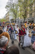 Parade of historically costumed guild members, Zunft zur Schneidern, Sechseläuten or Sächsilüüte,