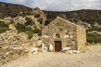 The Byzantine church of Agia Panagia in the ancient town of Lisos near Sougia, Crete, Greece,