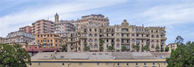 View from the Palazzo di Andrea Doria to the upper town of Genoa, on the right the former Grand