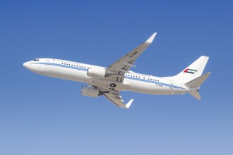 A Boeing 737-800 BBJ2 government aircraft of the United Arab Emirates Dubai Air Wing with the