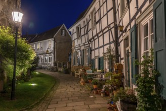 The old town centre of Hattingen, church square, at the church of St. George, half-timbered houses,