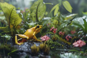 Yellow poison dart frog, AI generated