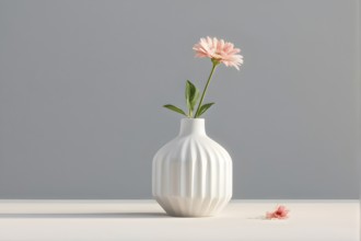 Minimalist ceramic vase composition with a single flower, AI generated