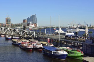 Germany, Hamburg, harbour, St. Pauli Landungsbrücken, Elbphilharmonie, Europe