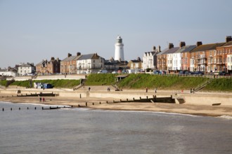 View from the pier of the historic seaside resort town of Southwold, Suffolk, England, United