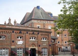 Red brick Victorian former industrial buildings on Brewers Quay, Weymouth, Dorset, England, United