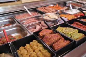 Variety of fine meat products in the butchery (Variety of fine meat products in the butchery)