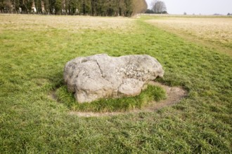 Prehistoric former standing sarsen stone, the Cuckoo Stone, Durrington, Wiltshire, England, UK