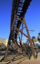 El Cable Inglés raised railway line, Almeria city, Spain built 1902-1904 for iron ore export