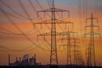 Neurath lignite-fired power station, near Grevenbroich, RWE Power power station units A-E,