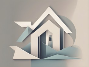 Abstract wallpaper illustration representing luxury real estate lifestyle with geometric shapes, AI