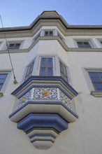 Oriel at the house Dacheröden with view upwards, detail, Anger, Erfurt, Thuringia, Germany, Europe