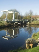 Großefehn Canal, bascule bridge, Eiland, Westgroßefehn, East Frisia, Germany, Europe