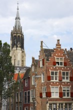 Historic city centre of Delft, New Church Tower, Nieuwe Kerk, Delft, Zuid-Holland, South Holland,