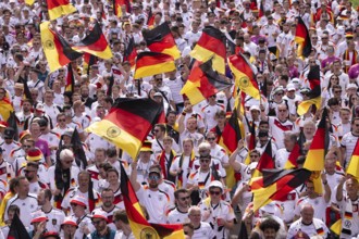 Fan march, German football fans march to the quarter-final Spain versus Germany, UEFA EURO 2024,