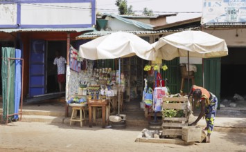 Goods on offer on the street, street scene in Bohicon, 06/03/2024