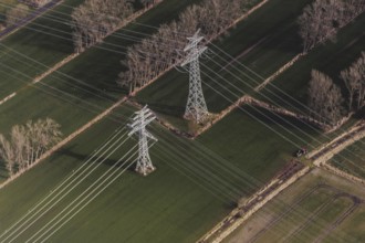 Electricity pylons, photographed near Marne, 25/03/2024