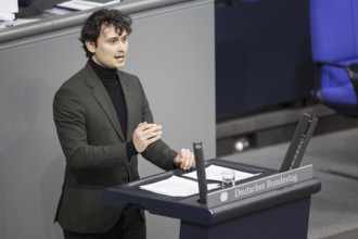 Lukas Benner, Member of the German Bundestag (Alliance 90/The Greens), delivers a speech in the