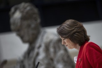 Katarina Barley, SPD lead candidate for the European elections, at a press conference in Berlin, 12