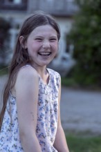 Laughing girl, 10 years old, with braces, Mecklenburg-Vorpommern, Germany, Europe