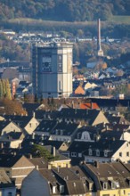 View over Wuppertal-Oberbarmen, the Gaskessel, a gasometer, exhibition hall, event location,