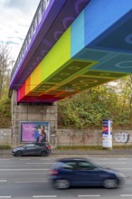 The Rainbow Bridge or Lego Bridge 2.0, over Dahler Straße, B7, undersides of bridges designed by