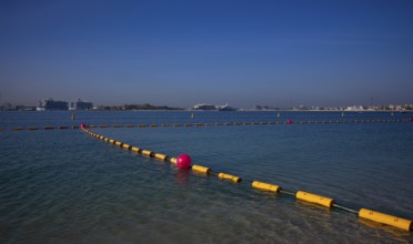 Pontoon floating line to demarcate the swimming area on the beach, Nakheel West Beach, The Palm