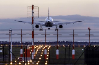 Landing of an aircraft at BER Berlin Brandenburg Airport, Schönefeld, 03/11/2021