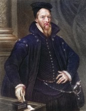 Ambrose Dudley, Earl of Warwick, c. 1528, 1590, British soldier and statesman. From the book