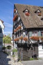 The leaning house, historic half-timbered house, sight in the fishermen's quarter and old town of