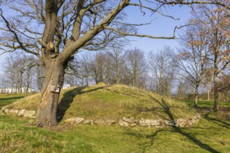 Two imposing burial mounds from the late Bronze Age (approx. 120o years BC) form the centrepiece of