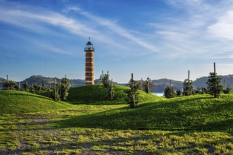 Belem lighthouse on bank of Tagus river on sunset, Lisbon, Portugal, Europe