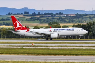 A Boeing 737 MAX 8 aircraft of Turkish Airlines with the registration TC-LCM at Stuttgart Airport,