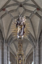 Sculpture of Mary with the infant Jesus under the netted vault in front of the high altar, late