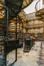 Beautiful library with old books, Benedictine Abbey Maria Laach, Eifel, Rhineland-Palatinate,