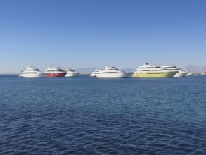 Yachts, excursion boats off Hurghada, Egypt, Africa